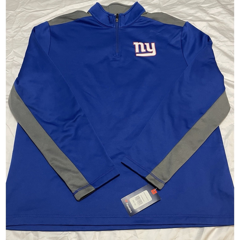 NWT Fanatics New York Giants Quarter Zip Mens 2XL Blue Fleece Sweatshirt